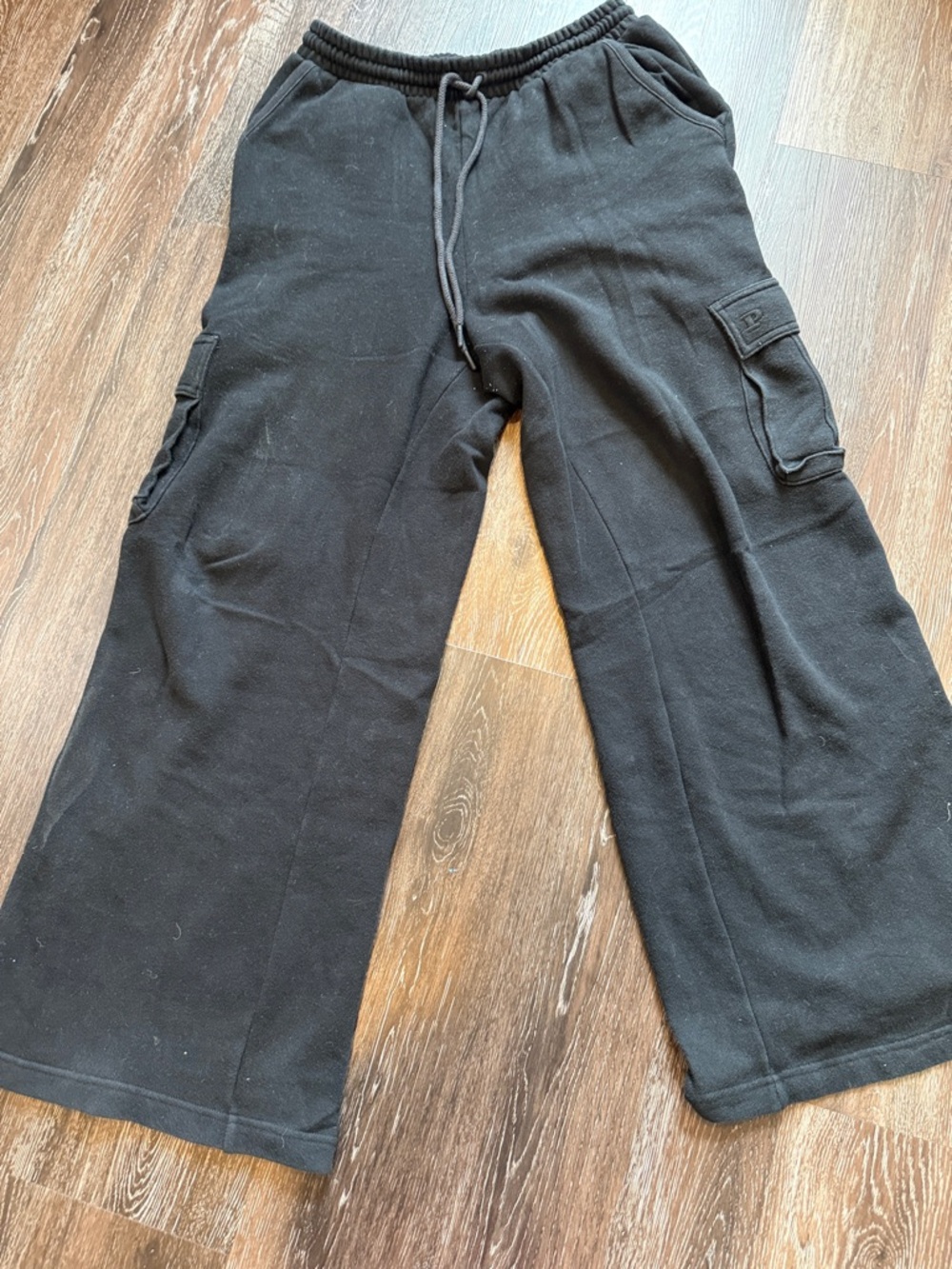 PINK Victoria's Secret Black Wide-Leg Cargo Sweatpants